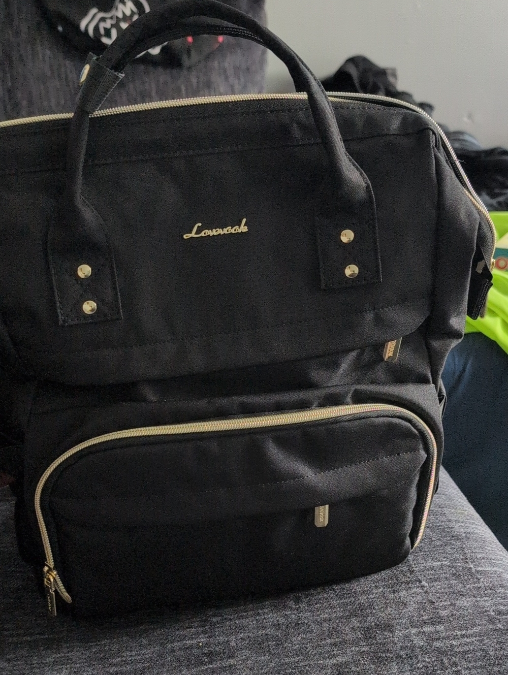 Black Backpack Purse Vegan Leather Travel Work Bag Zip Top Everyday